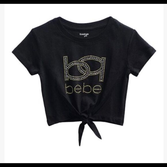 🛍Toddler BeBe Girls Rhinestone Black Logo knot -Front Top- - Picture 7 of 13